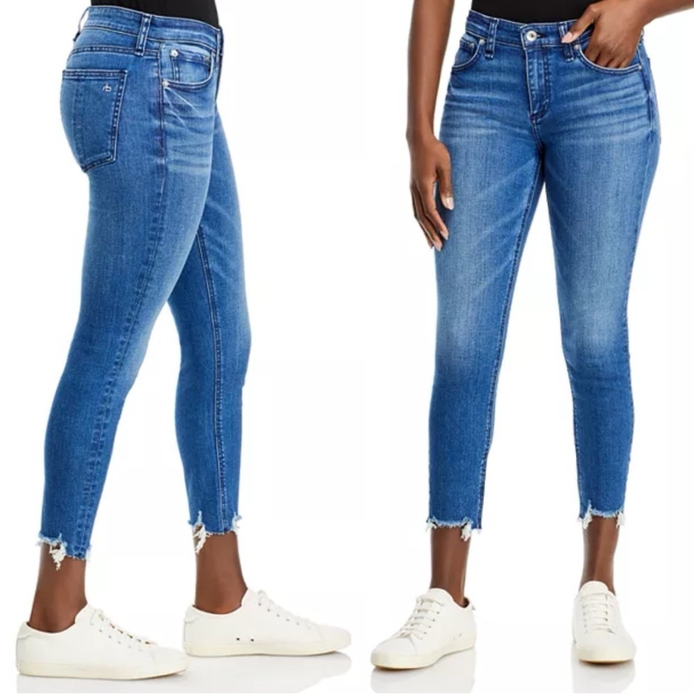 rag & bone Cate Mid Rise Shorty Skinny Jeans in Topaz